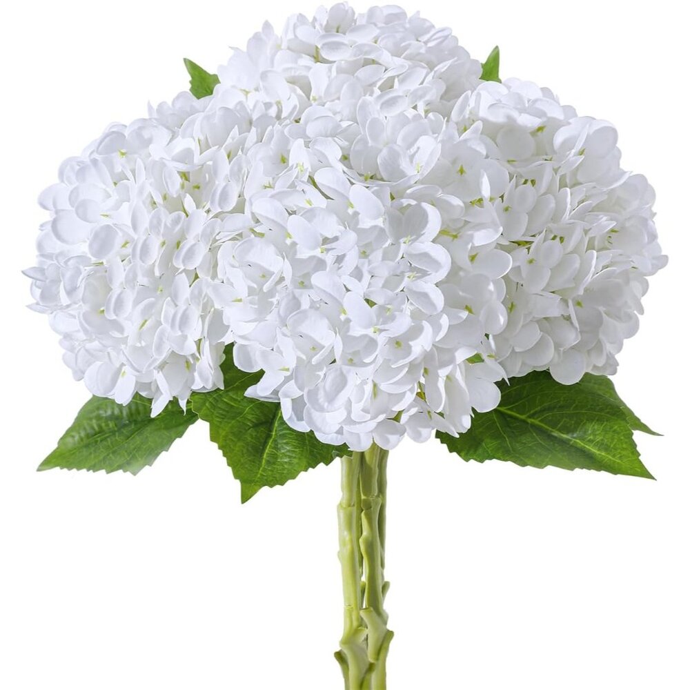 4-Pcs White Realistic Artificial Flowers Latex Faux Real Large Stems Home Decor